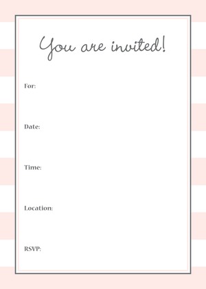 Light Pink Stripes Gold Script Fill-in Invitations