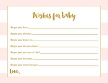 Light Pink Horizontal Stripes Gold Script Baby Wishes