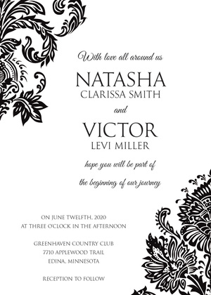 Navy Filigree Ornament Frame Invitations