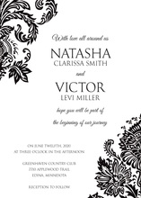 Modern Yellow Filigree Pattern In Charcoal Invitations