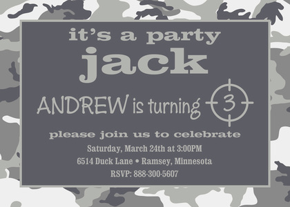 Woodland Camo Birthday Party Invitations