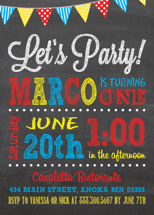 Rainbow Party Poster Style Chalkboard Invitations