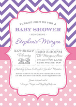 Purple Chevrons Pink Polka Dots Invitation