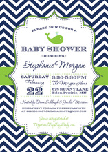 Navy Chevrons Green Whale Invitations