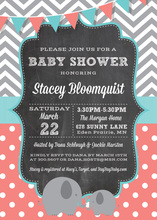 Blue Elephants Baby Shower Invitation