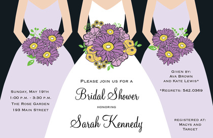 Modern Quartz Bouquet Girls Bridal Shower Invitations