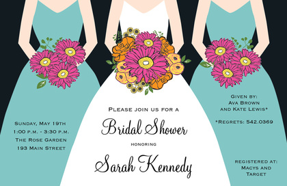 Modern Plum Bouquet Girls Bridal Shower Invitations