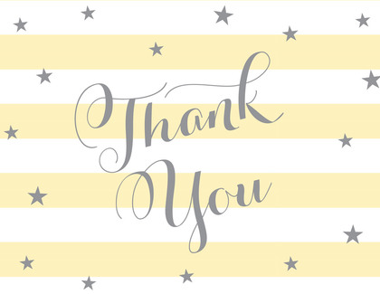 Blue Stripes Gold Glitter Thank You Cards