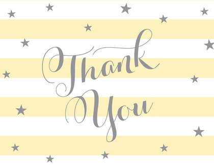 Gold Glitter Stars Navy Thank You Cards