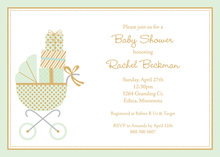 Mint Baby Buggy Gold Gender Neutral Invitations