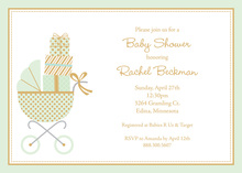 Mint Baby Buggy Gold Gender Neutral Invitations