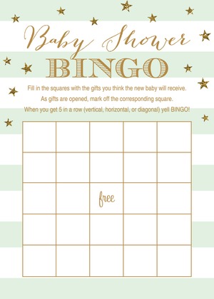 Pink Stripes Gold Glitter Baby Bingo