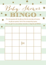 Mint Stripes Gold Glitter Baby Bingo Game Cards