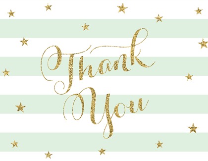 Blue Stripes Fox Party Thank You Cards 