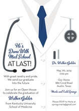 White Coat Male Navy Tie Doctor Invitations