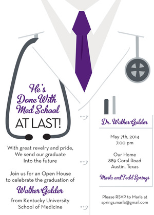 White Coat Male Navy Tie Doctor Invitations