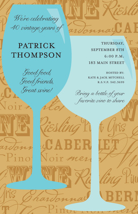 Wine Chatter Navy Color Invitations