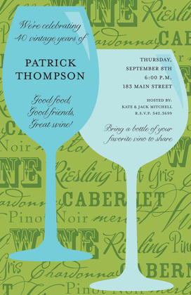 Wine Chatter Navy Color Invitations