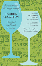 Modern Wine Chatter Green Invitations