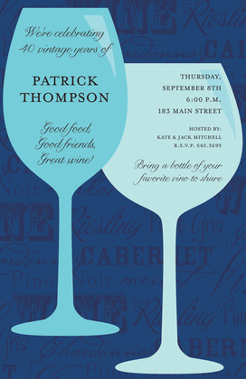 Modern Wine Chatter Green Invitations