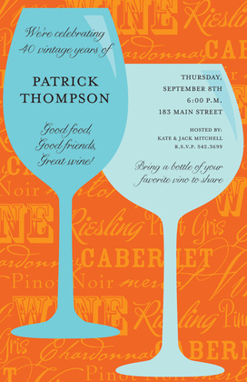 Wine Chatter Navy Color Invitations