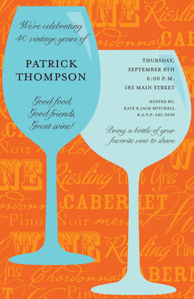 Modern Wine Chatter Green Invitations