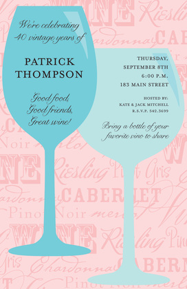 Wine Chatter Navy Color Invitations