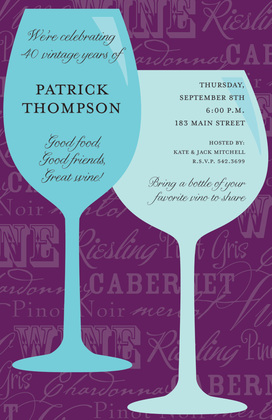 Wine Chatter Navy Color Invitations