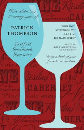 Modern Wine Chatter Green Invitations