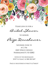 Blue Chevrons Bright Floral Bouquet Invitations