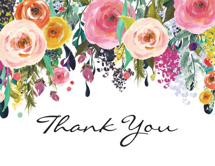 Watercolor Floral Bouquet Rustic Thank You Notes