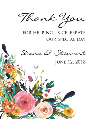 Watercolor Floral Bouquet Black Script Fill-in Invites