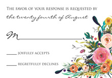 Watercolor Floral Bouquet Black Script RSVP Cards