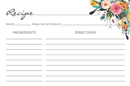 Watercolor Floral Bouquet Black Script Enclosure Cards