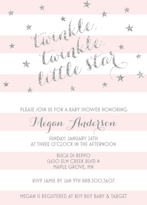 Yellow Stripes Silver Twinkle Little Star Invites