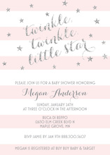 Pink Stripes Silver Twinkle Little Star Invites