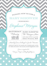 Navy Chevrons Green Whale Invitations