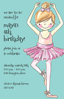 Pretty Ballerina Girl Pink Invitations