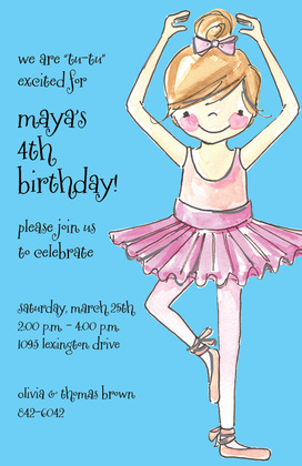 Pretty Ballerina Girl Pink Invitations