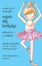 Pretty Ballerina Girl Blue Invitations