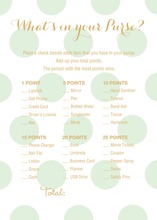 Mint Gold Dots What's In Your Purse Game
