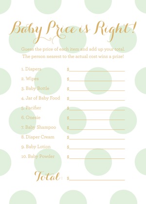 Pink Polka Dots Baby Shower Price Game