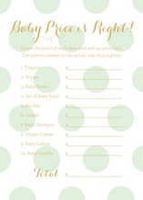 Mint Polka Dots Baby Shower Price Game