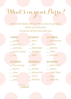 Pink Polka Dots Baby Shower Price Game