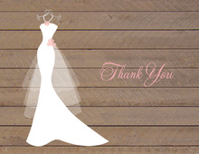 Wedding Dress Pink Flowers Wood Plank Note