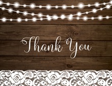 Hanging Lights Wood Plank Thank You Cards