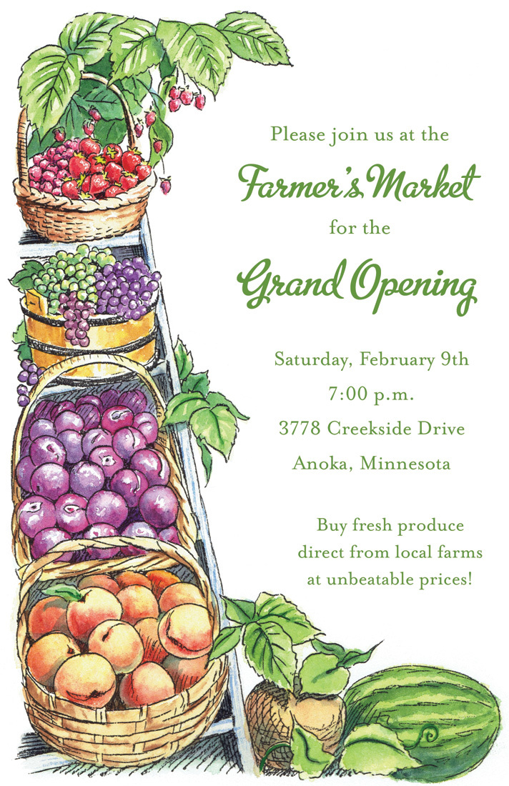 Fresh Basket Fruit Farmer Market Invitations
