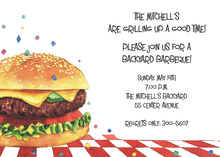 Red Barbecue Grill On Blue Plaid Invitations