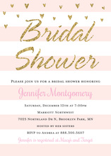 Gold Glitter Graphic Hearts Bridal Shower Invitations