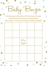 Gold Glitter Graphic Mint Dots Baby Bingo